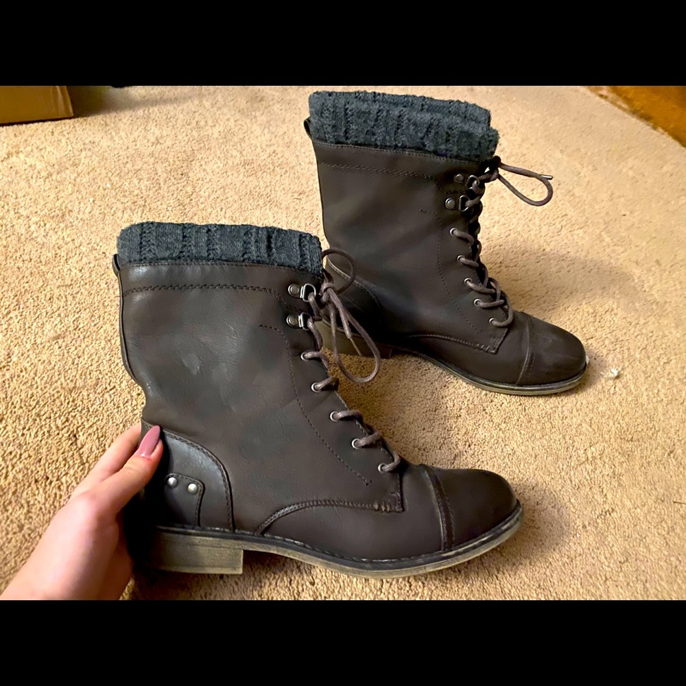 Combat Boots (Fur Lined + Mock Sock Look)